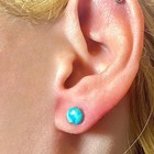 Genuine Turquoise Stud Earrings 6mm 925 Sterling Silver Turquoise Studs