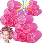 Jumbo Self Grip Hair Rollers Set - 18 Pack Salon Curlers In 3 Sizes For Volume