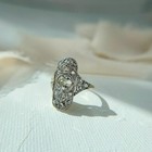 Antique Art Nouveau Style Labcreated Diamond Cocktail Engagement 14k Goldfn Ring