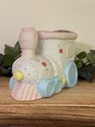 Nancy Pew Vintage Ceramic Baby Train Planter Nursery Decor Vase Pastel 1950 Gift