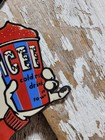 Vintage Icee Bear Porcelain Sign Old Kids Frozen Beverage Drink Diecut Iced Cola