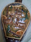 Fireplace Bellow 3d Carved Painted Deer Wood Brass Leather Bellows Vintage Read