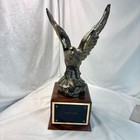 Vintage Eagle Club Trophy Antique Gold Eagle Statue Wood Base Americana Decor