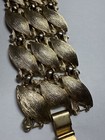 Vtg Monet Signed Gold Tone Wide Link Chunky Bracelet 7  W necklace Clip Earrings