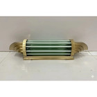 Art Deco Skyscraper Wall Sconces Antique Brass   Green Milk Glass Light 1 Piece