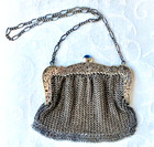 Antique Art Nouveau German Silver Mesh Purse With Special Clasp