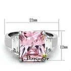 6 64 Ct Emerald Cut Rose Zirconia Stainless Steel Engagement Ring Womens Sz 5-10