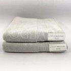 2pc Tommy Hilfiger  100  Cotton Quick Dry  Bath Towels Light Gray New