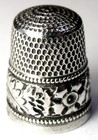 Antique Simons Bros  Sterling Silver Thimble     repousse Border     C1890s