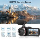 Video Camera  Camcorder 4k  64mp 30fps Dual Lens Camera With Wireless Mic For   