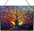 Rectangle Tree Of Life Stained Glass Window Hanging Window Suncatcher Glass P   