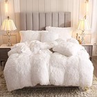 Faux Fur Velvet Fluffy Bedding Duvet Cover Set Down Comforter Quilt Twin White