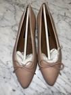 Margaux Blush Pointe Leather Ballet Flats With Bow  8 5-9w  Nwt