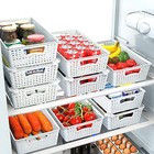  Plastic Stackable Storage Basket Pantry Organizer  14 5  X 8 5  X 6 Pack White
