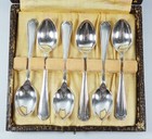 Antique Art Deco 1925 Boxed Set Of 6 Sterling Silver Teaspoons Coffee Spoons 925