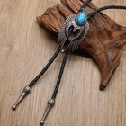 Afikjhons Bolo Tie For Men Women Western Cowboy Eagle Turquoise Ancient Silver