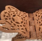 Vintage Teak Carved Wood Folding Book Stand Rehal Lectern Cookbook Holder India