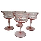 Vtg Bar Glasses Morgantown Pink Crystal Champagne Coupes 7634 Panel Optic 1930s