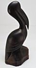 Vintage Dark Brown Hand Carved Wooden Wood Pelican Statue 11    Tall Ironwood