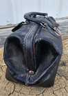 Vtg Kruse Black Leather Top Grain Cowhide Doctors Medical Bag Travel housecalls