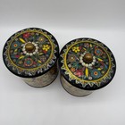 Vintage Daher Long Island Ny Tin Canisters Pair Floral Made In England 11101