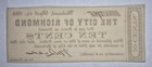 City Of Richmond 1862 10 Cents Virginia Obsolete Va Bill Old Civil War Note