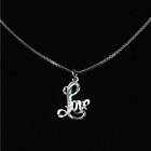 Sterling Silver Cursive  love  Script 925 Pendant Necklace 30  Extra Long Chain