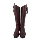 T ba Spanish Riding Boots Womens 37 Burgundy Leather Tassel Lug Sole Tall Boots 
