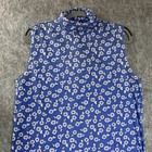 Vintage Ll Bean Dress Women Medium Blue Floral Sleeveless Cottage Prairie Retro 