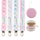 Baby Girl Pacifier Clips With Case  4 Pack Metal Binky Clip For Girls Fits Mo   