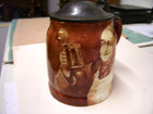 Rare 1800 s Lidded Stein Monk Friar Holding Beer Stein  Monster Thumb Lift