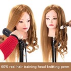 Mannequin Head With 60  Real Hair  Hairdresser Practice Training Head Cosmeto   