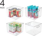 Mdesign Plastic Modern Storage Organizer Bin Basket With Handles - 4 Clear 