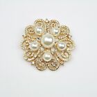 Gold Crystal And Pearl Brooches Flower Brooch Pin Women Fashion Jewelry Gift