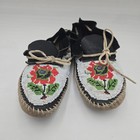 Vintage Native American Handmade Leather Floral Beaded Moccasins Rare Sz 9 5