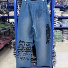 Fleece French Terry Distressed Sweatpants Spray   print Knitted Sports Track Pants