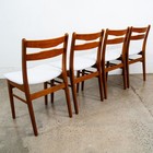 Mid Century Danish Modern Dining Chairs Set 4 Gray Off White Fabric Beech Teak