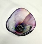 Vintage Signed Amythest Purple Green Swirl Handkerchief Vase Jean E  Smith 2001