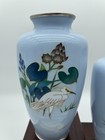 Pair Of Japanese Cloisonn   Celadon-enamel Bird   Flower Vases