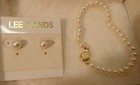 Lee Sands Necklace Earrings Bracelet Set Genuine White Pearl