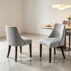 Set Of 2 Living Room Dining Chairs With Wood Legs Upholstered linen Side Chair