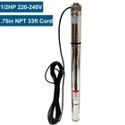 1 2hp 2  Od Deep Well Submersible Pump 220v 4 4gpm 164ft Max 33ft Cord 3 4in Npt