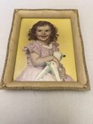Vintage Mid Century 1950 s Wood Picture Frame With Photograph Girl Holding Toy