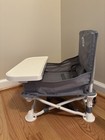 Hiccapop Omniboost Travel Booster Seat W tray Folding  Portable Chair  Grey