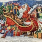 Vintage 42  Felt Christmas Tree Skirt Santa   s Best Reindeer Sleigh North Pole