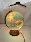 Vtg Replogle World Horizon Series 12    Lighted Raised Topography Globe Walnut