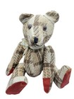 Vtg  Handmade Primitive Folk Art Tapestry Teddy Bear 16    Articulated Shabby Chic