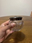Vintage American Brilliant Cut Glass Dresser Jar With A Sterling Silver Lid 