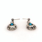 Sterling Silver And Turquoise Navajo Bear Paw Dangle Earrings
