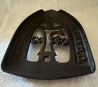 Antique Early Advertising Art Cast Iron Sad Trivet Stand Holder Fanner Mfg Oh